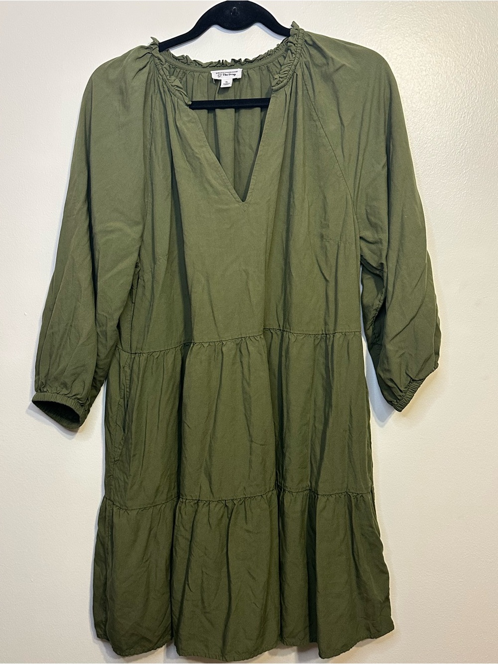 Caralynmirad The Drop Olive Green Tiered Peasant Dress